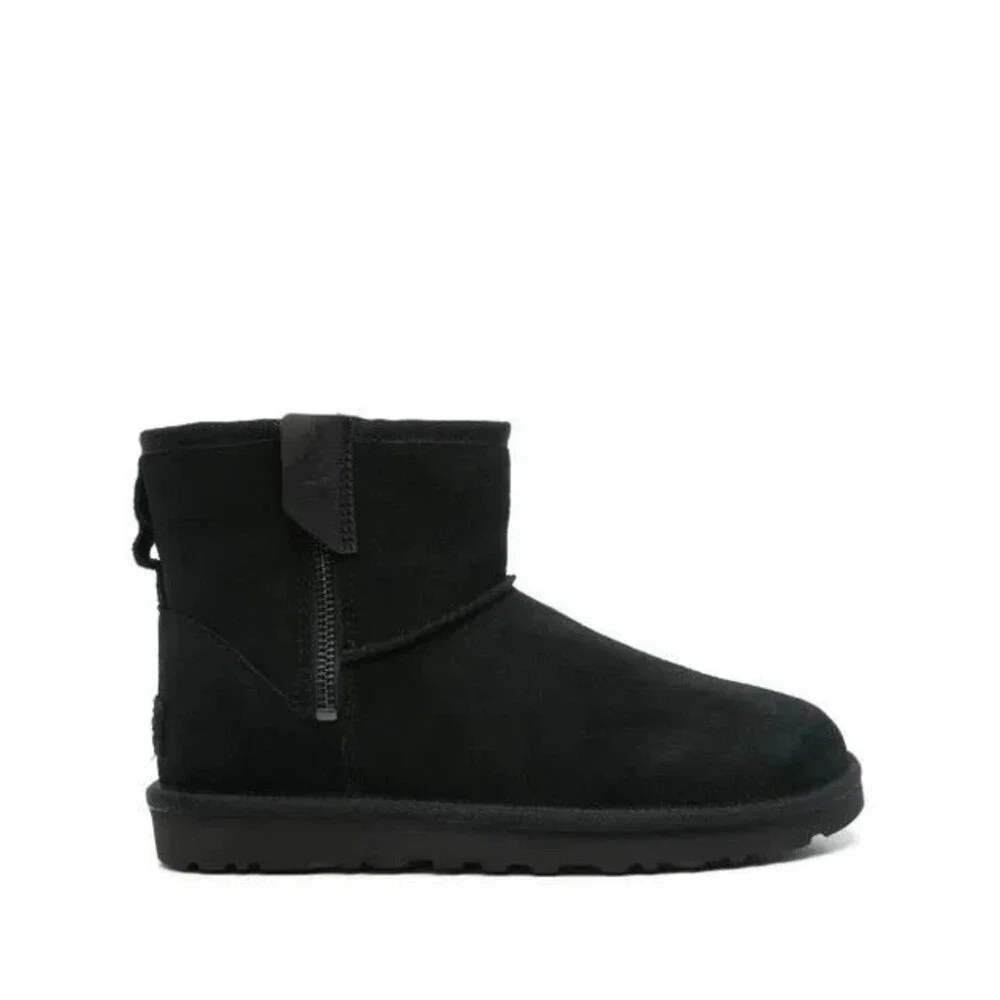 UGG Women's‎ Classic Mini Bailey Zip Black Suede Shearling Lined Boots NWOB US 6